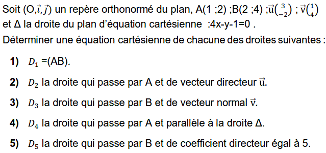 Géométrie analytique: Exercice 20