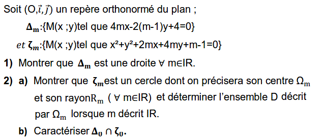 Géométrie analytique: Exercice 10