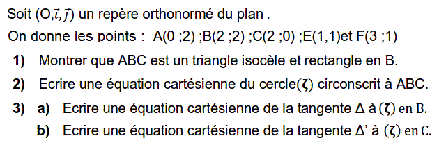 Géométrie analytique: Exercice 69