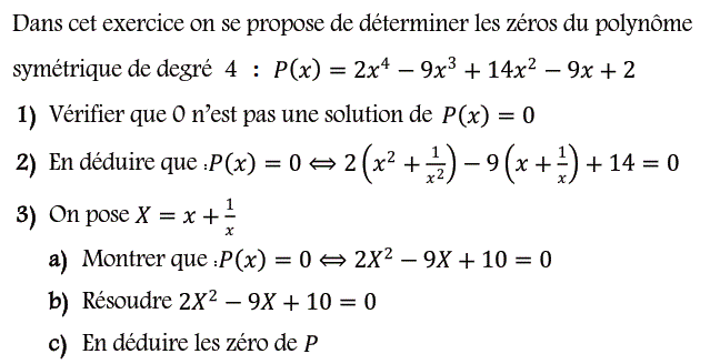 Notion de polynômes: Exercice 48