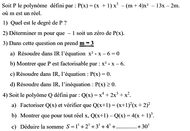 Notion de polynômes: Exercice 47