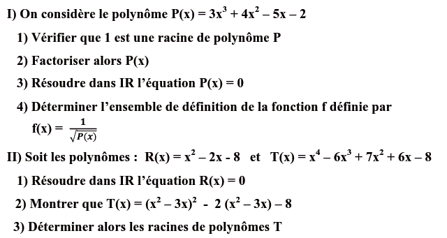 Notion de polynômes: Exercice 50