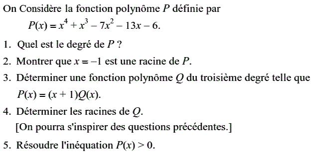 Notion de polynômes: Exercice 42