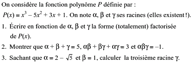 Notion de polynômes: Exercice 40