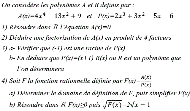 Notion de polynômes: Exercice 18