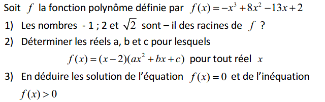 Notion de polynômes: Exercice 5