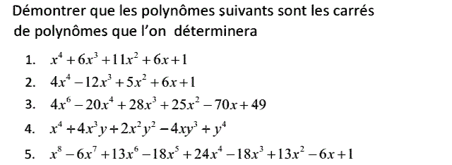 Notion de polynômes: Exercice 49