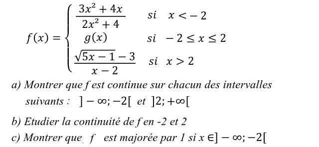 Limites Et Continuité : Exercice 103 3eme Année Secondaire