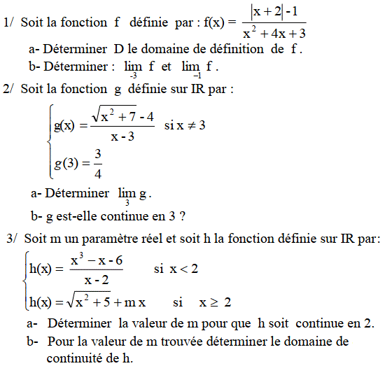 Limites et continuité: Exercice 24