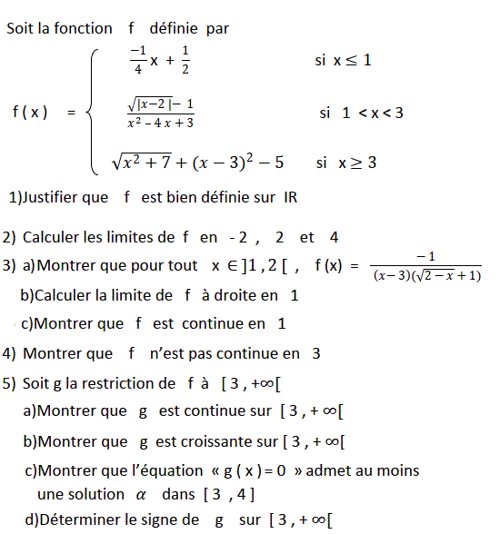 Limites et continuité: Exercice 62