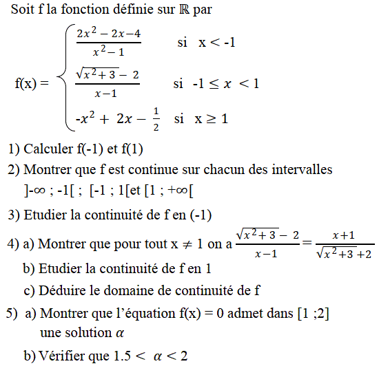 Limites et continuité: Exercice 52