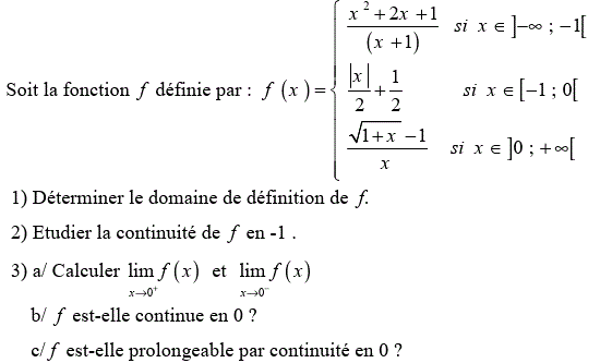 Limites et continuité: Exercice 65