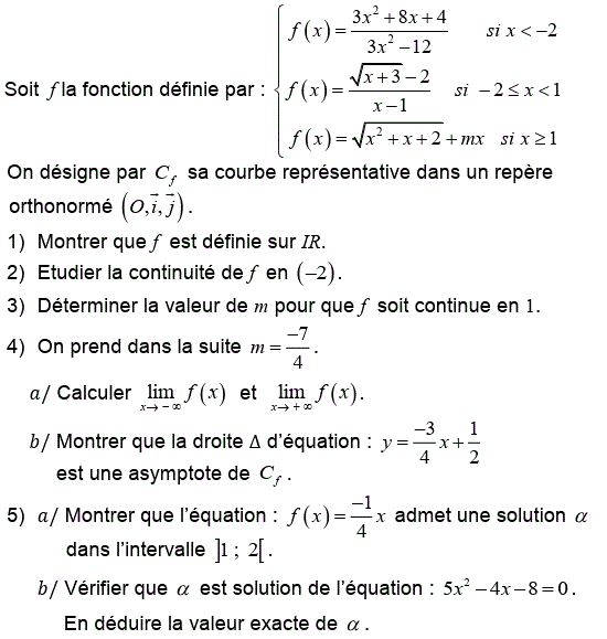 Limites et continuité: Exercice 112