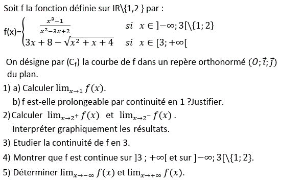 Limites et continuité: Exercice 77