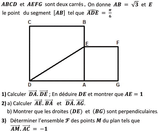 Produit scalaire dans le plan: Exercice 92