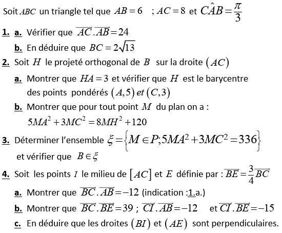 Produit scalaire dans le plan: Exercice 83