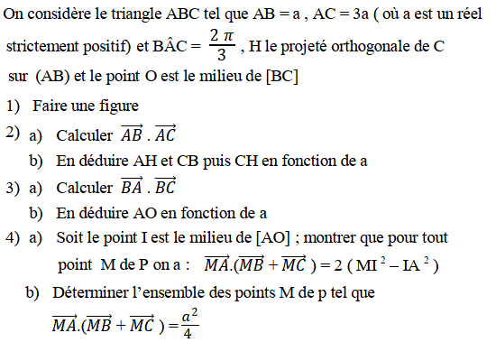 Produit scalaire dans le plan: Exercice 52