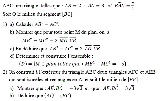 Produit scalaire dans le plan: Exercice 80