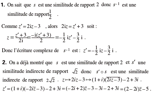 solution Ecriture complexe d'une similitude  (image1)